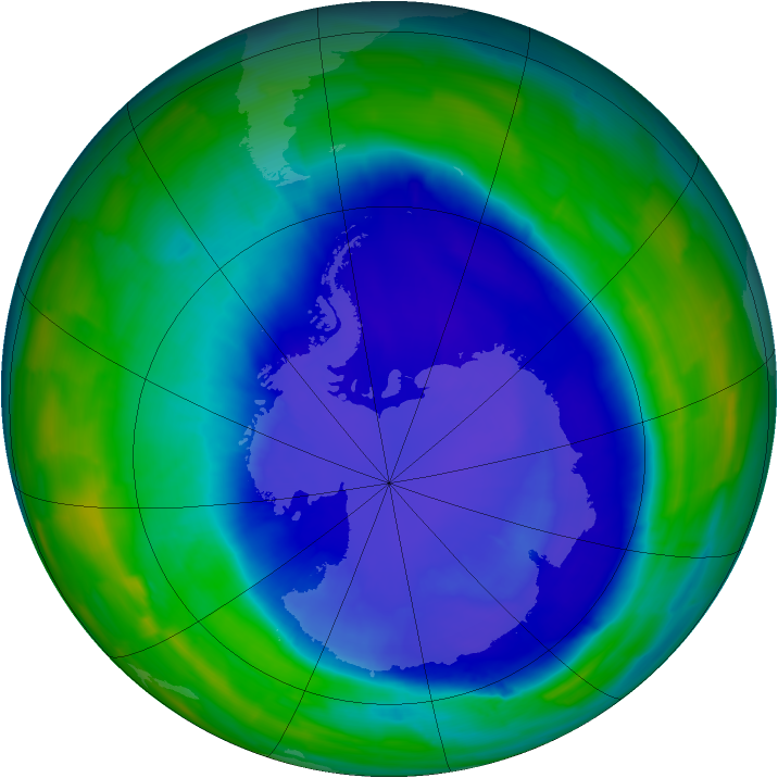Antarctic ozone map for 17 September 2015